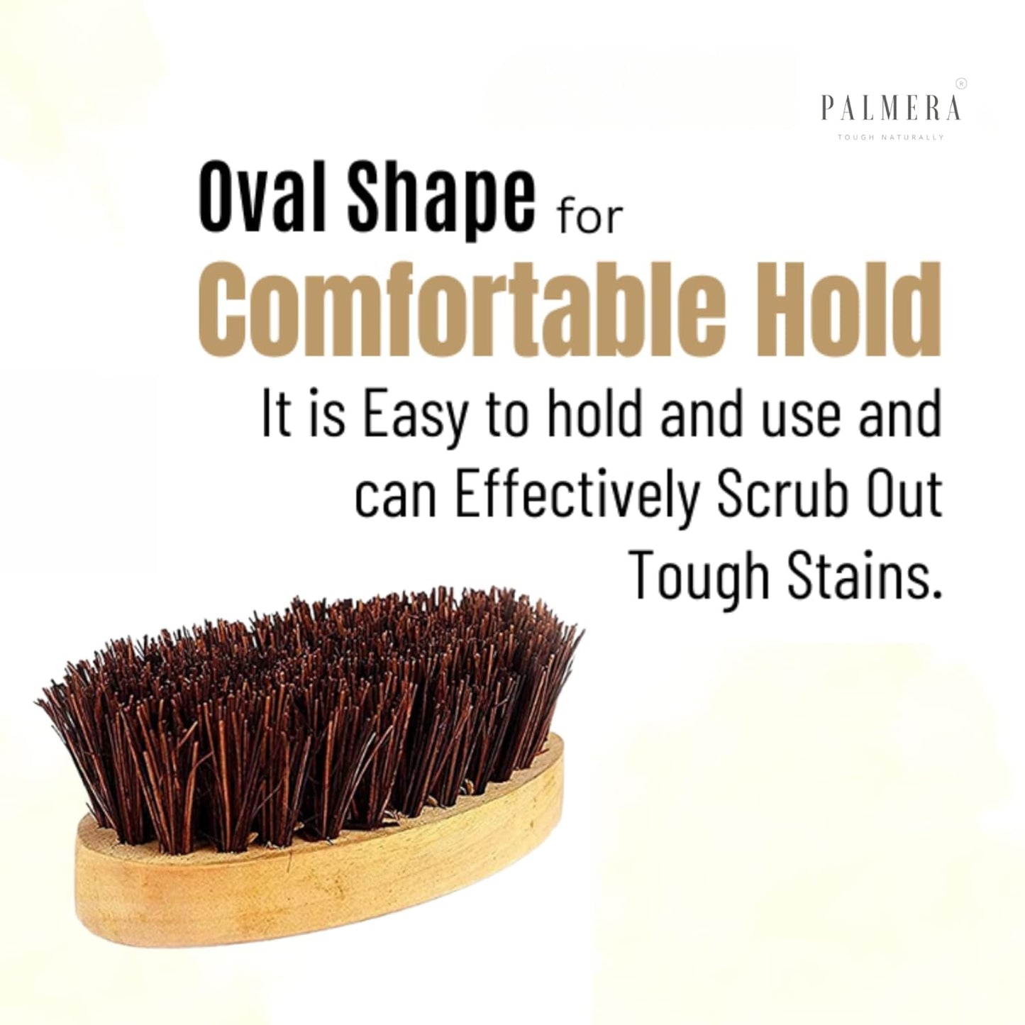 Palmera Small Oval Brush - Wooden Handle with Palmyrah Bristles (Pack of 6)