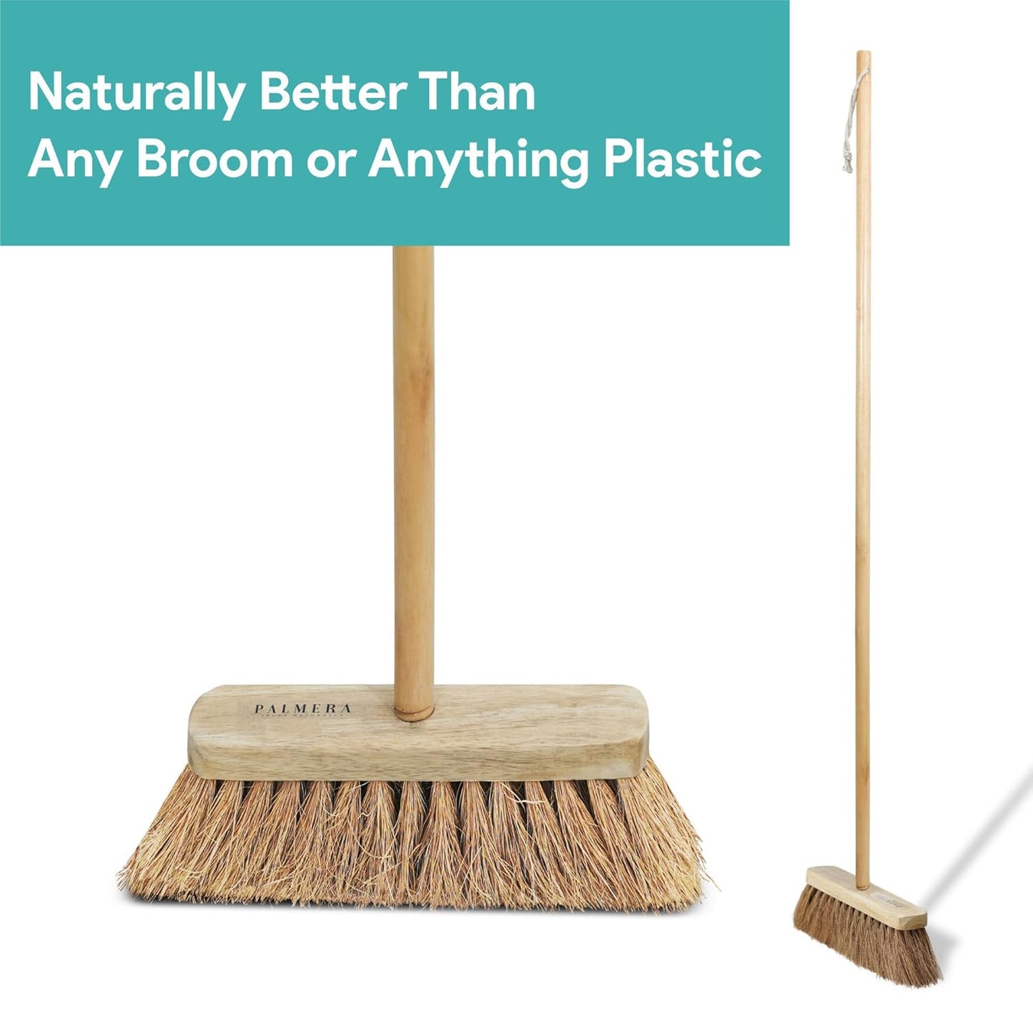 Palmera Coir Indoor Natural Lightweight Broom|1year Warranty|Upright Sweeping(4.25 ft)|Removes Cobwebs|CoirPro Bristle |Plastic Free|Wither Free Unlike Jhaadu|Brown 10 inch
