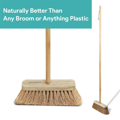 Palmera Coir Indoor Natural Lightweight Broom|1year Warranty|Upright Sweeping(4.25 ft)|Removes Cobwebs|CoirPro Bristle |Plastic Free|Wither Free Unlike Jhaadu|Brown 10 inch