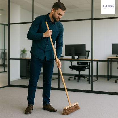 Palmera Coir Indoor Natural Lightweight Broom|1year Warranty|Upright Sweeping(4.25 ft)|Removes Cobwebs|CoirPro Bristle |Plastic Free|Wither Free Unlike Jhaadu|Brown 18 inch(1pc)