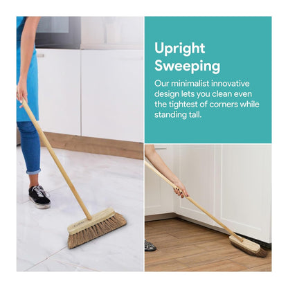 Palmera Coir Indoor Natural Lightweight Broom|1year Warranty|Upright Sweeping(4.25 ft)|Removes Cobwebs|CoirPro Bristle |Plastic Free|Wither Free Unlike Jhaadu|Brown 10 inch