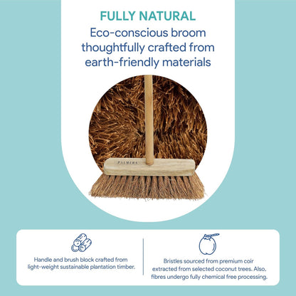 Palmera Coir Indoor Natural Lightweight Broom|1year Warranty|Upright Sweeping(4.25 ft)|Removes Cobwebs|CoirPro Bristle |Plastic Free|Wither Free Unlike Jhaadu|Brown 10 inch