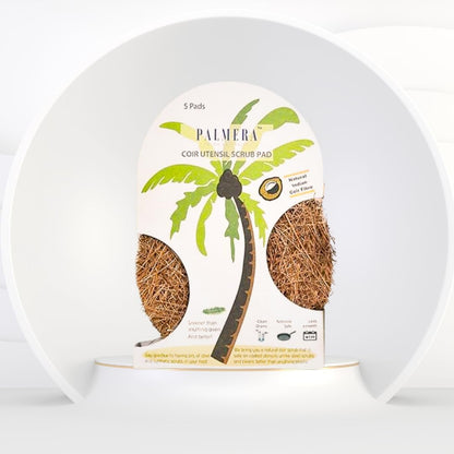 Palmera Natural Coir Utensil Round Scrub  (Pack of 5)