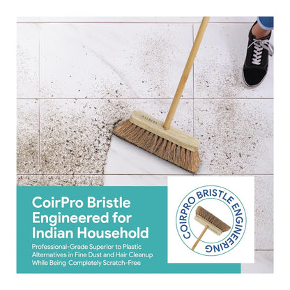 Palmera Coir Indoor Natural Lightweight Broom|1year Warranty|Upright Sweeping(4.25 ft)|Removes Cobwebs|CoirPro Bristle |Plastic Free|Wither Free Unlike Jhaadu|Brown 10 inch