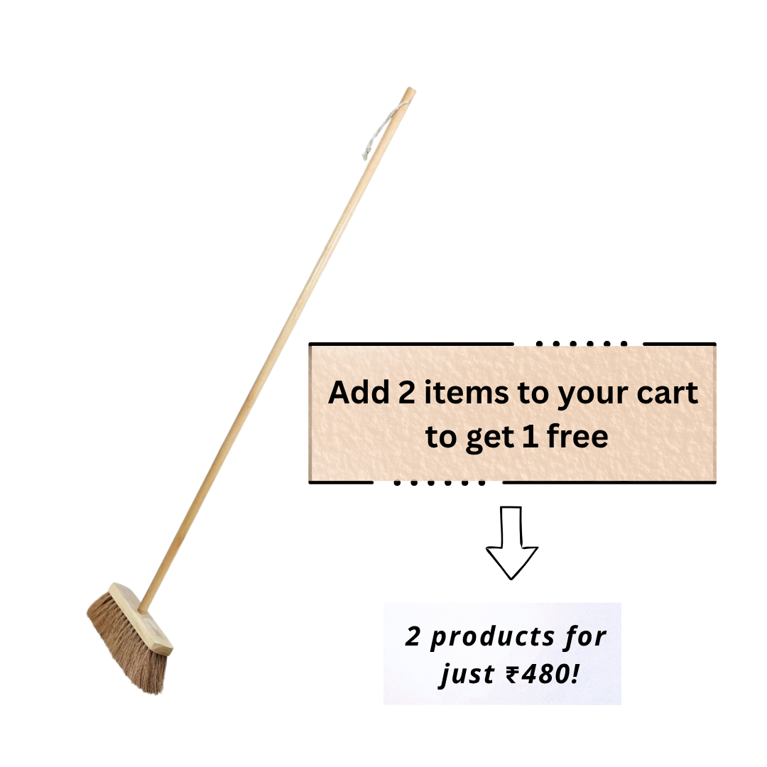 Palmera Coir Indoor Natural Lightweight Broom|Upright Sweeping(4.25 ft)|Removes Cobwebs|CoirPro Bristle |Plastic Free|Wither Free Unlike Jhaadu|Brown 10 inch(1pc)