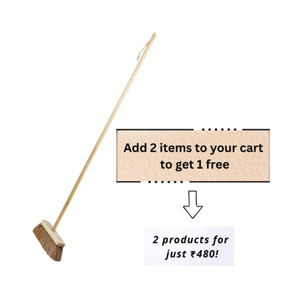 Palmera Coir Indoor Natural Lightweight Broom|Upright Sweeping(4.25 ft)|Removes Cobwebs|CoirPro Bristle |Plastic Free|Wither Free Unlike Jhaadu|Brown 10 inch(1pc)