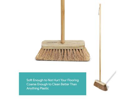 Palmera Indoor Fine Dust Sweeping Coir Broom for Erect Sweeping. Safe for Tile, Marble and Granite Flooring (Pack of 2)