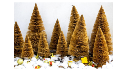 Palmera Natural Coir Christmas Tree for Seasonal Decorations on Cribs(Pack of 2, Height25cm)