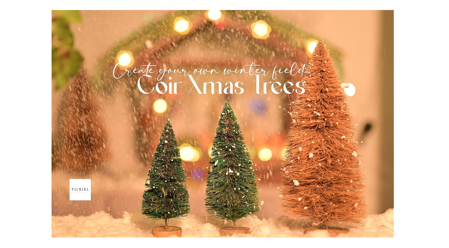 Palmera Natural Coir Christmas Tree for Seasonal Decorations on Cribs(Pack of 2, Height25cm)