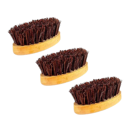 Palmera Small Oval Brush - Wooden Handle with Palmyrah Bristles (Pack of 3)