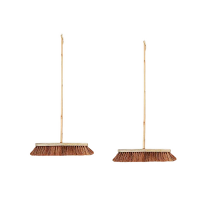 Palmera Coir Indoor Natural Lightweight Broom|1year Warranty|Upright Sweeping(4.25 ft)|Removes Cobwebs|CoirPro Bristle |Plastic Free|Wither Free Unlike Jhaadu|Brown 18 inch(2pc)
