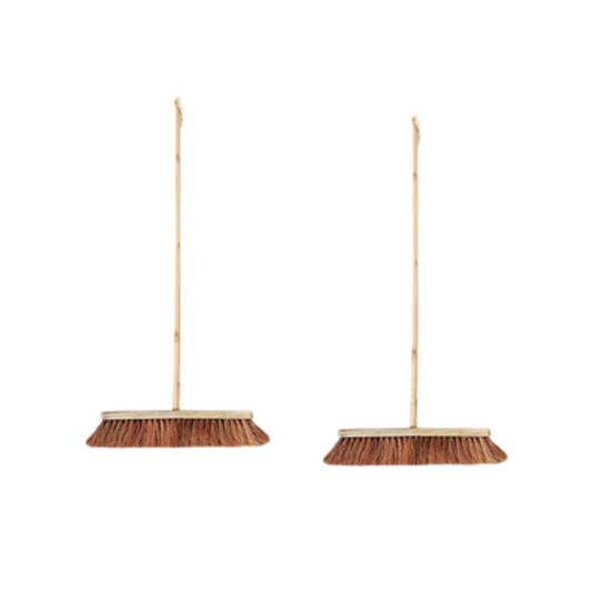 Palmera Coir Indoor Natural Lightweight Broom|1year Warranty|Upright Sweeping(4.25 ft)|Removes Cobwebs|CoirPro Bristle |Plastic Free|Wither Free Unlike Jhaadu|Brown 18 inch(2pc)