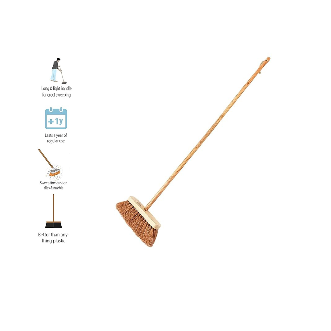 Palmera Coir Indoor Natural Lightweight Broom|Upright Sweeping(4.25 ft)|Removes Cobwebs|CoirPro Bristle |Plastic Free|Wither Free Unlike Jhaadu|Brown 10 inch(1pc)