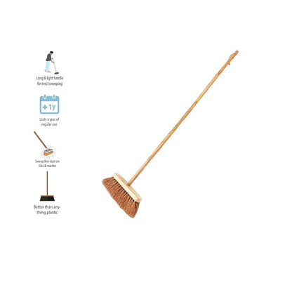 Palmera Coir Indoor Natural Lightweight Broom|Upright Sweeping(4.25 ft)|Removes Cobwebs|CoirPro Bristle |Plastic Free|Wither Free Unlike Jhaadu|Brown 10 inch(1pc)