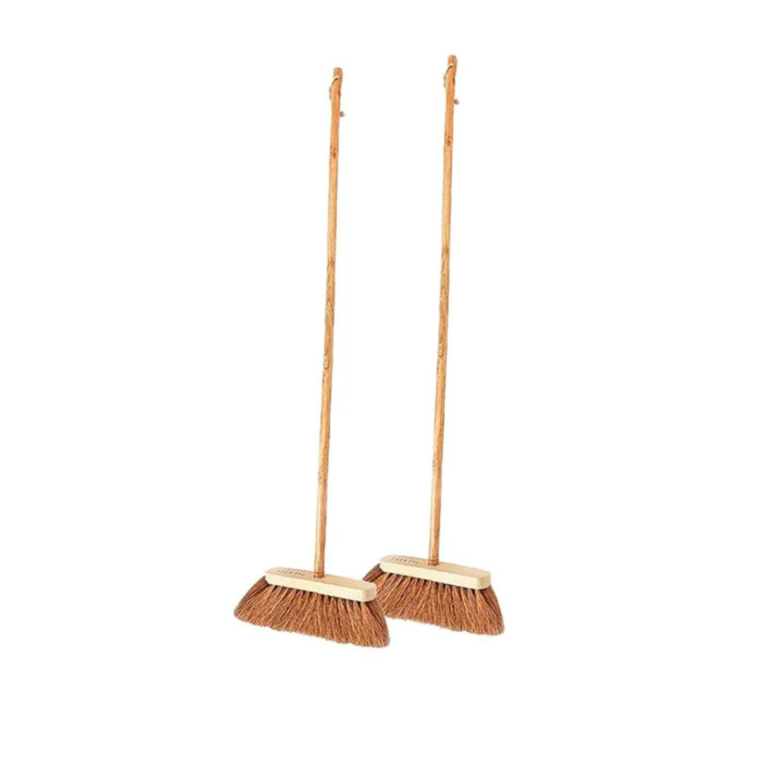 Palmera Indoor Fine Dust Sweeping Coir Broom for Erect Sweeping. Safe for Tile, Marble and Granite Flooring (Pack of 2)