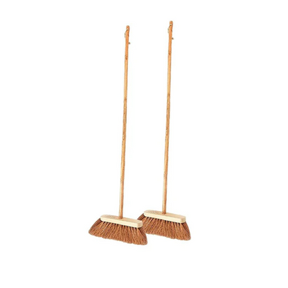 Palmera Indoor Fine Dust Sweeping Coir Broom for Erect Sweeping. Safe for Tile, Marble and Granite Flooring (Pack of 2)