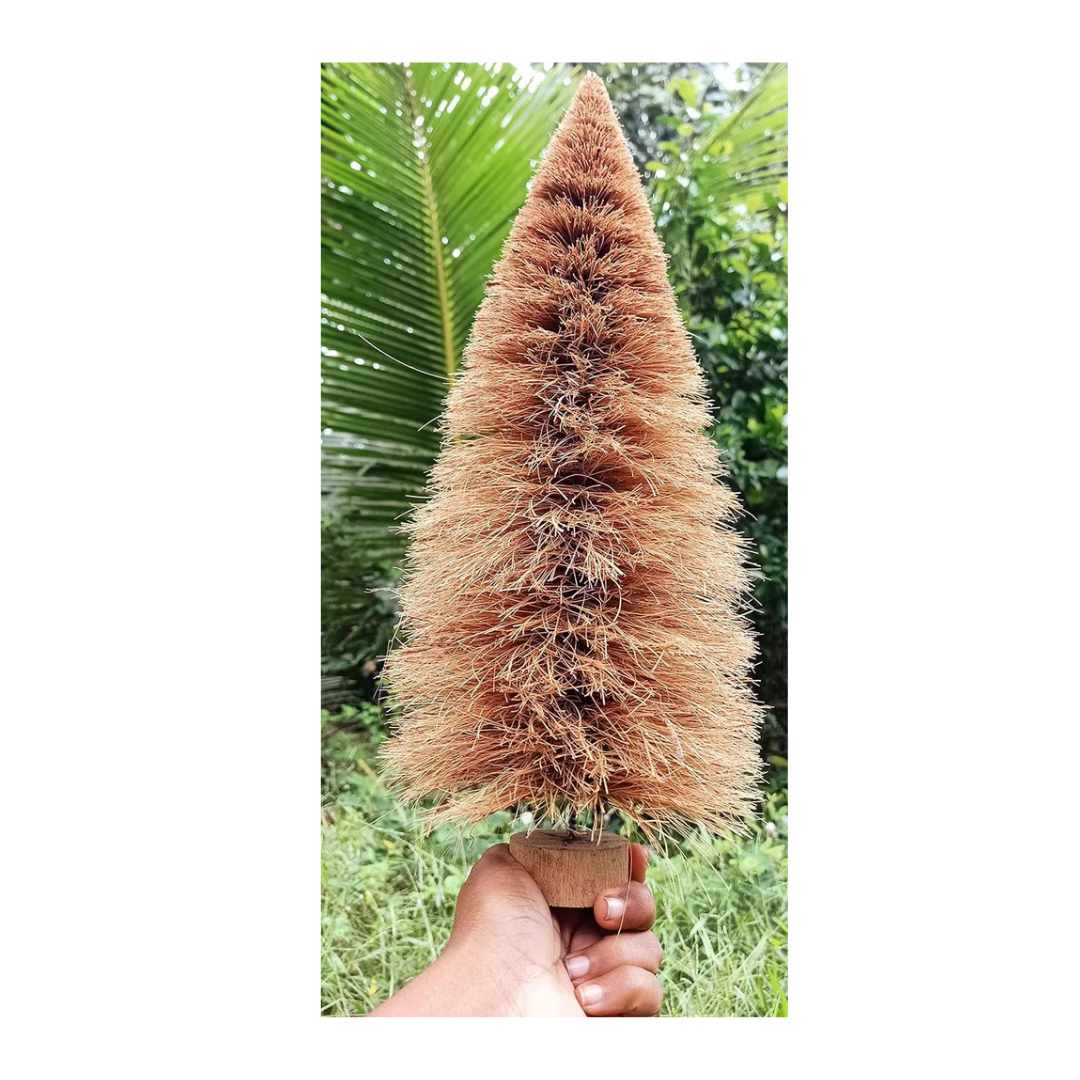 Palmera Natural Coir Christmas Tree for Seasonal Decorations on Cribs(Pack of 2, Height25cm)