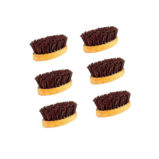 Pack of 6 Palmera Small Oval Brushes - Wooden Handle and Palmyrah Bristles - Suitable for Heavy scrubbing