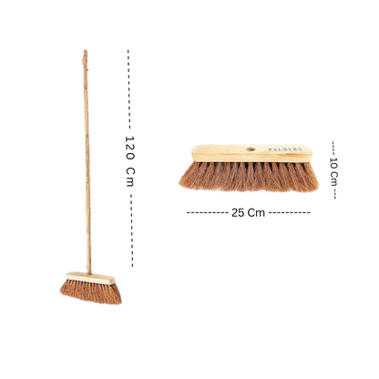 Palmera Indoor Fine Dust Sweeping Coir Broom for Erect Sweeping. Safe for Tile, Marble and Granite Flooring (Pack of 2)