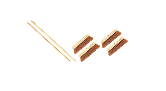Palmera Coir Indoor Natural Lightweight Broom|1year Warranty|Upright Sweeping(4.25 ft)|Removes Cobwebs|CoirPro Bristle |Plastic Free|Wither Free Unlike Jhaadu|Brown 10 inch(2pc + 2Addl Brush)