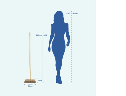 Palmera Coir Indoor Natural Lightweight Broom|1year Warranty|Upright Sweeping(4.25 ft)|Removes Cobwebs|CoirPro Bristle |Plastic Free|Wither Free Unlike Jhaadu|Brown 10 inch(2pc + 2Addl Brush)