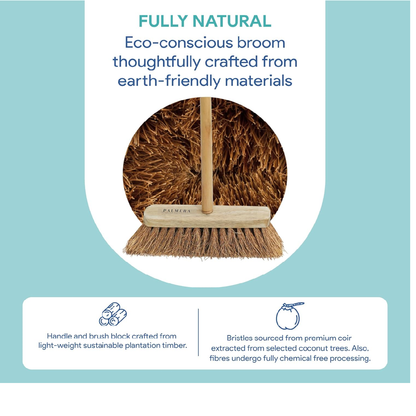 Palmera Indoor Fine Dust Sweeping Coir Broom for Erect Sweeping. Safe for Tile, Marble and Granite Flooring (Pack of 2)