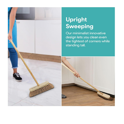 Palmera Indoor Fine Dust Sweeping Coir Broom for Erect Sweeping. Safe for Tile, Marble and Granite Flooring (Pack of 2)